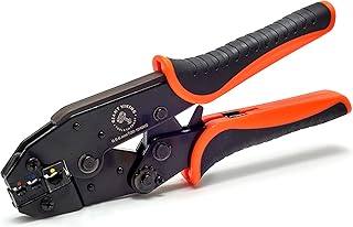 Ratcheting Wire Crimper Tool For Insulated Terminals 20-10 AWG - Ergonomic Crimping Pliers - 3 Crimping Cavities & Adjustable Compression Wheel - Wire Crimping tool Made From Industrial Grade Steel