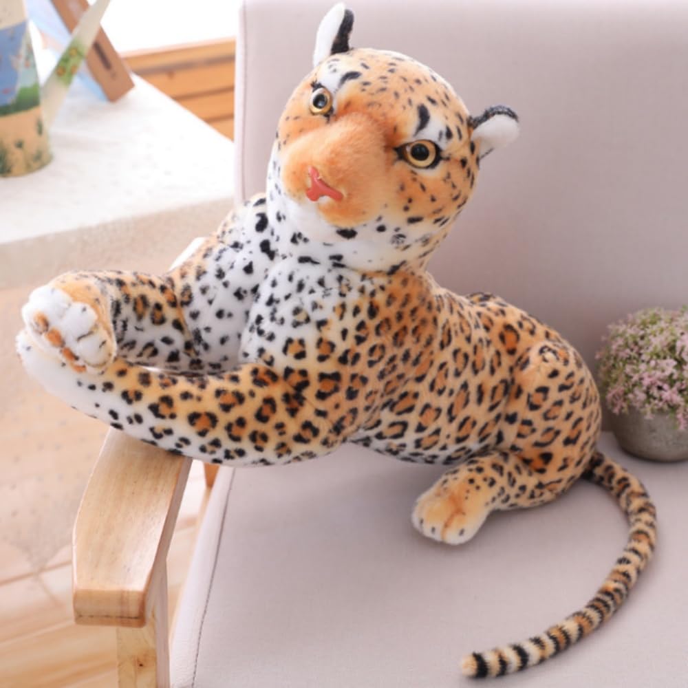 OUKEYI 11.8inches/30cm Cheetah Plush Toy, Cute & Lifelike Stuffed Animals Lying Leopard Toys Plush Pillow,Gifts for Boys and Girls
