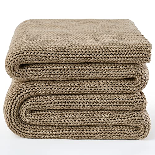 Guohaoi Knitted Weighted Blanket for Adults (Beige 50"x75" 20lbs) No Beads Cooling Throw Blanket for Hot Sleepers, Home Decor Breathable Chunky Knit Heavy Blanket Use on Full Size Bed