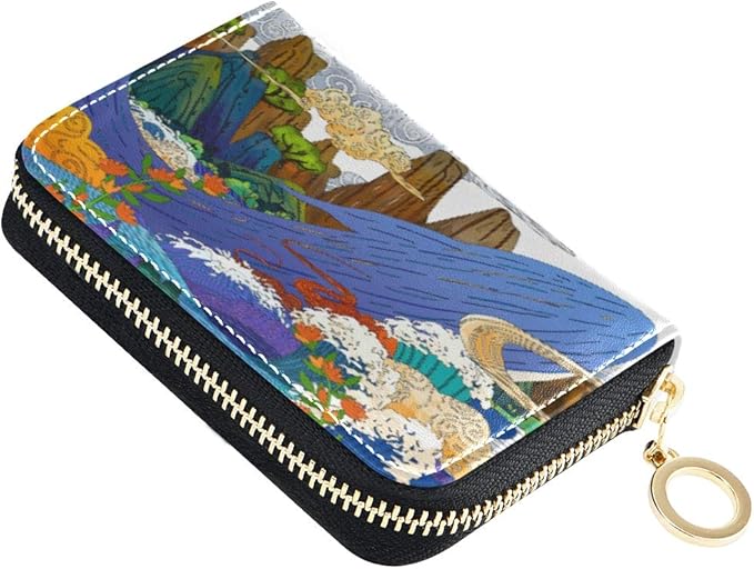 Credit Card Holder Japanese Style Business Card Organizer Zipper Case
