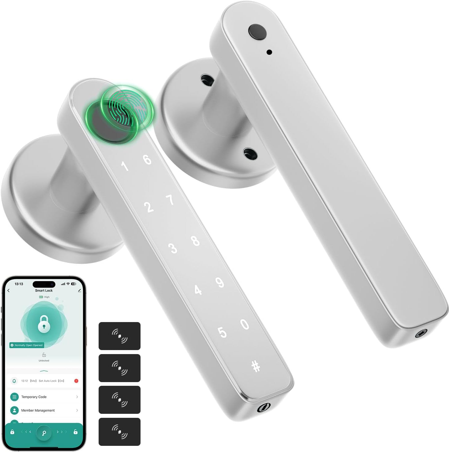 Fingerprint Door knob, Fingerprint Door Lock with Keypads,Keyfob Card,Bluetooth,Key,Biometric Smart Lock for Home Bedroom Apartment