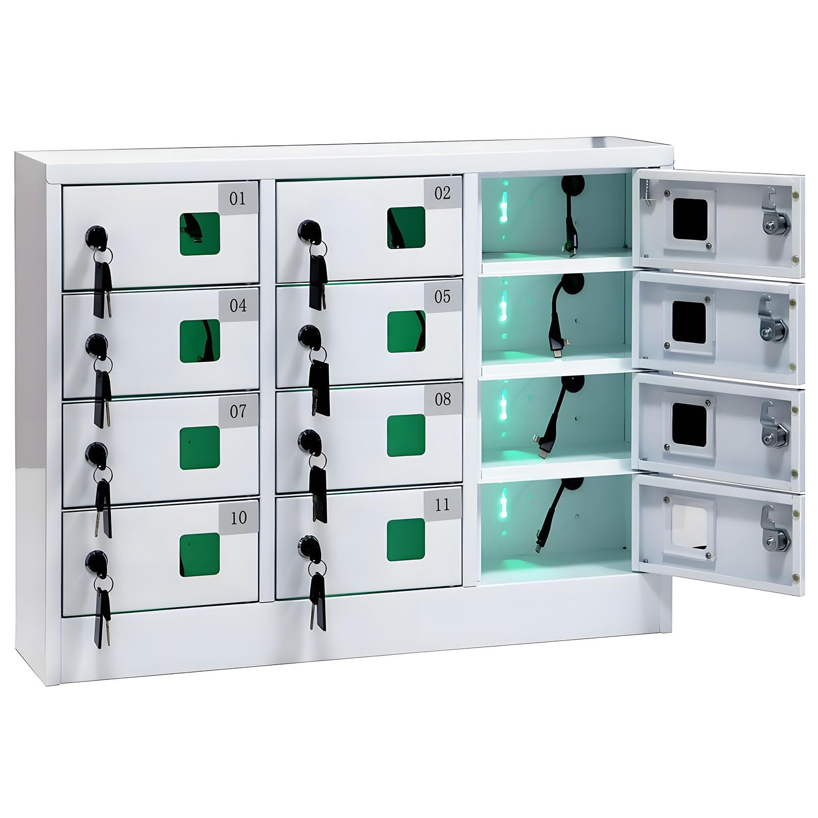 Aitybuy Multicolor 12 Slot Cell Phone Charging Station,Lockable Charging Cabinet With Combination Lock,Rechargeable Mobile Phone Storage Locker,With 3 Charging Ports