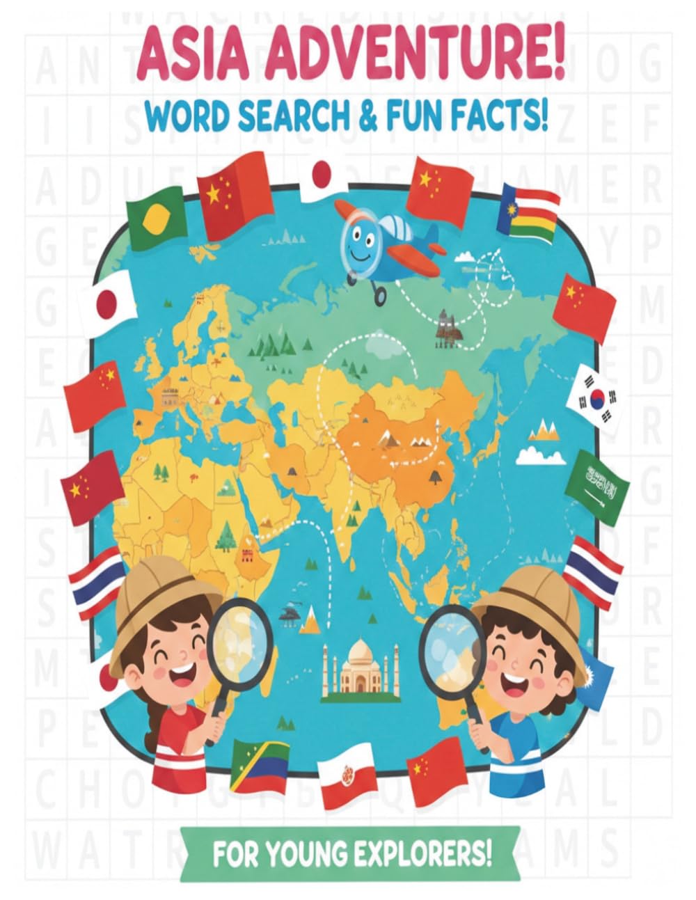 Discover Asia with Word Search: Fun Educational Puzzle Book for Kids to Learn Asian Countries and Flags