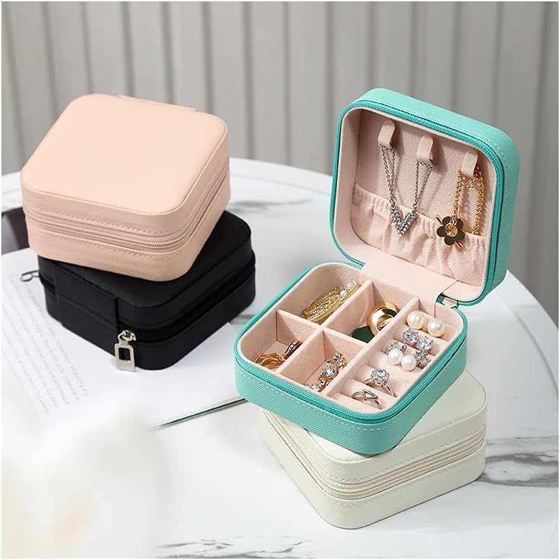 Image of Mini Jewellery Travel Case Stylish Jewellery Box for Women | Cute Girl Print Jewellery Organizer | Portable Jewellery Case for Travel & Gifting (Blush Lily Bouquet)