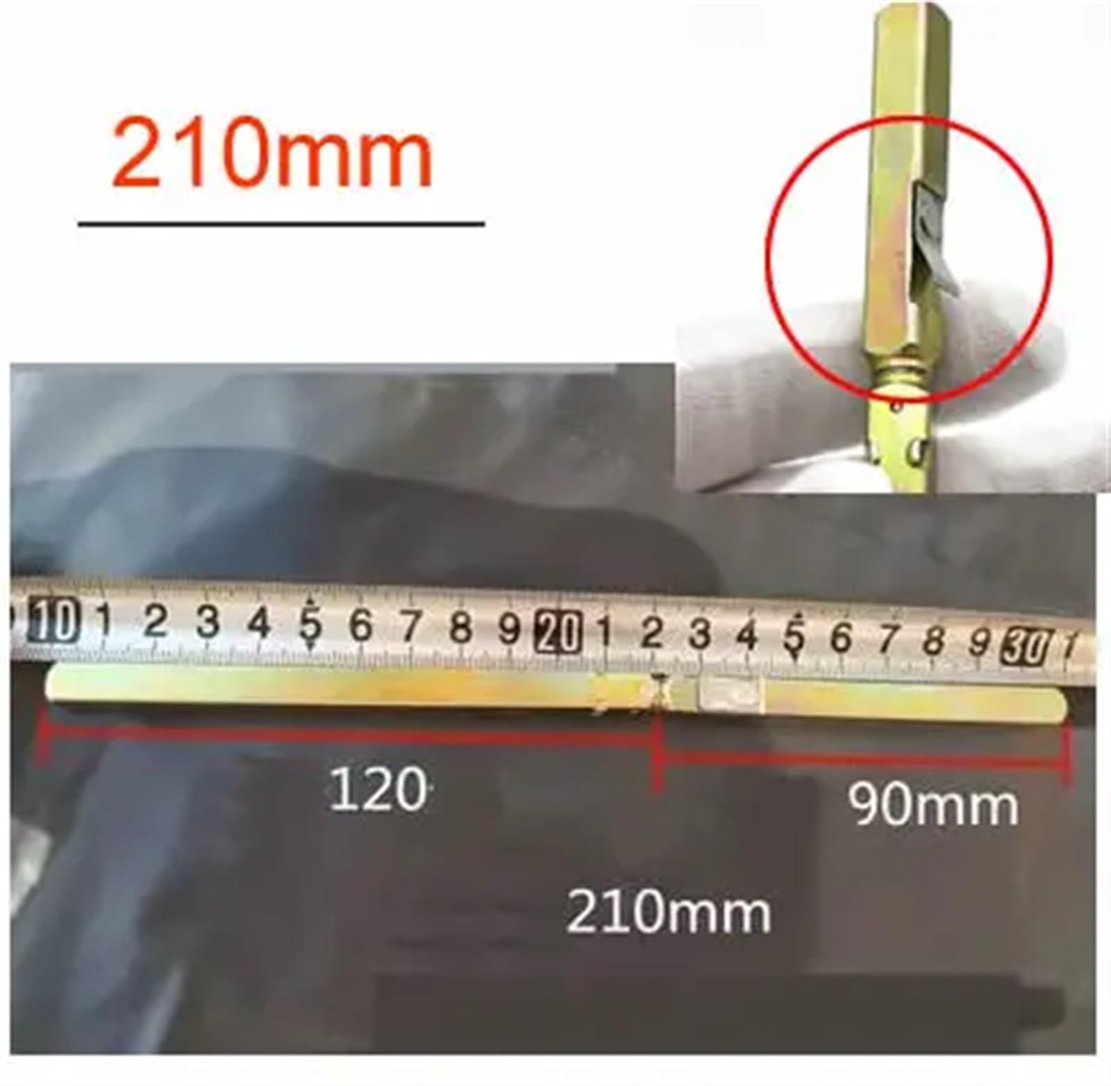 Side Length 8x8mm Door Lock Transmission Rotating Rod Lock Connecting Rod with Rotating Axis 1Pcs(210mm Buckle)