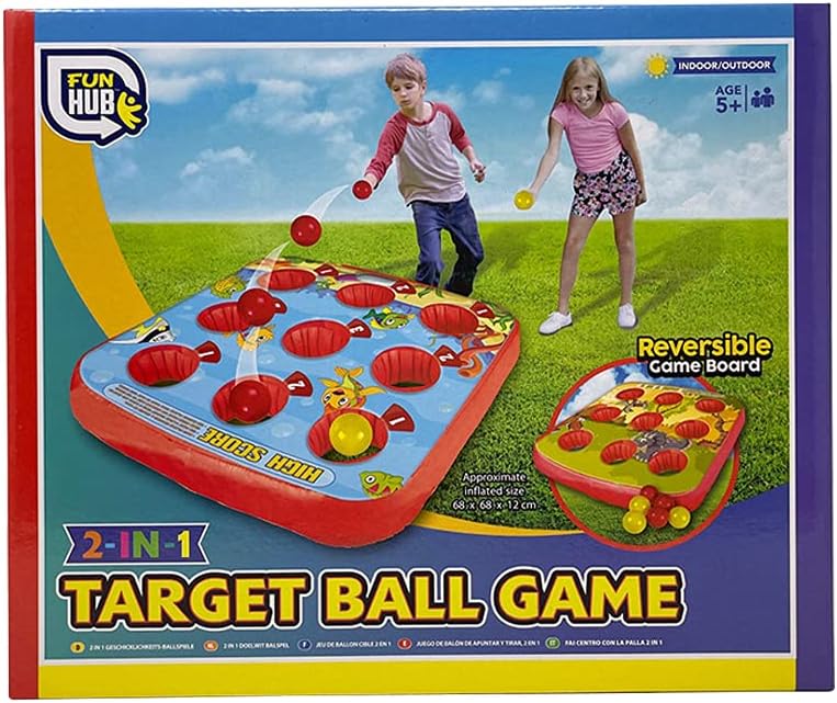 Target Ball Inflatable Game - Outdoor/Indoor Party Game and Garden Toy for Kids; Perfect Summer/Lawn Family Game Set with a Reversible Inflatable Mat and Colourful Balls