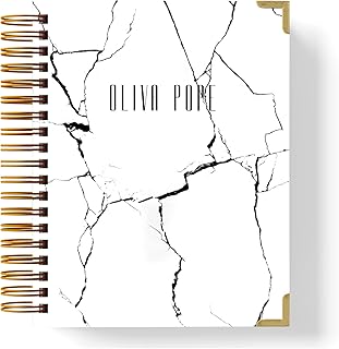 White Cracked Marble Planner, Personalised Diary, Custom Start Month, 12 Month Weekly Planner, Business Planner, Appointment Book, Goal Planner