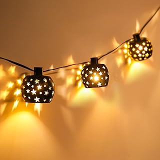 Vigdur Lantern String Lights with 10 Clear G40 Bulbs and Star Plastic La...