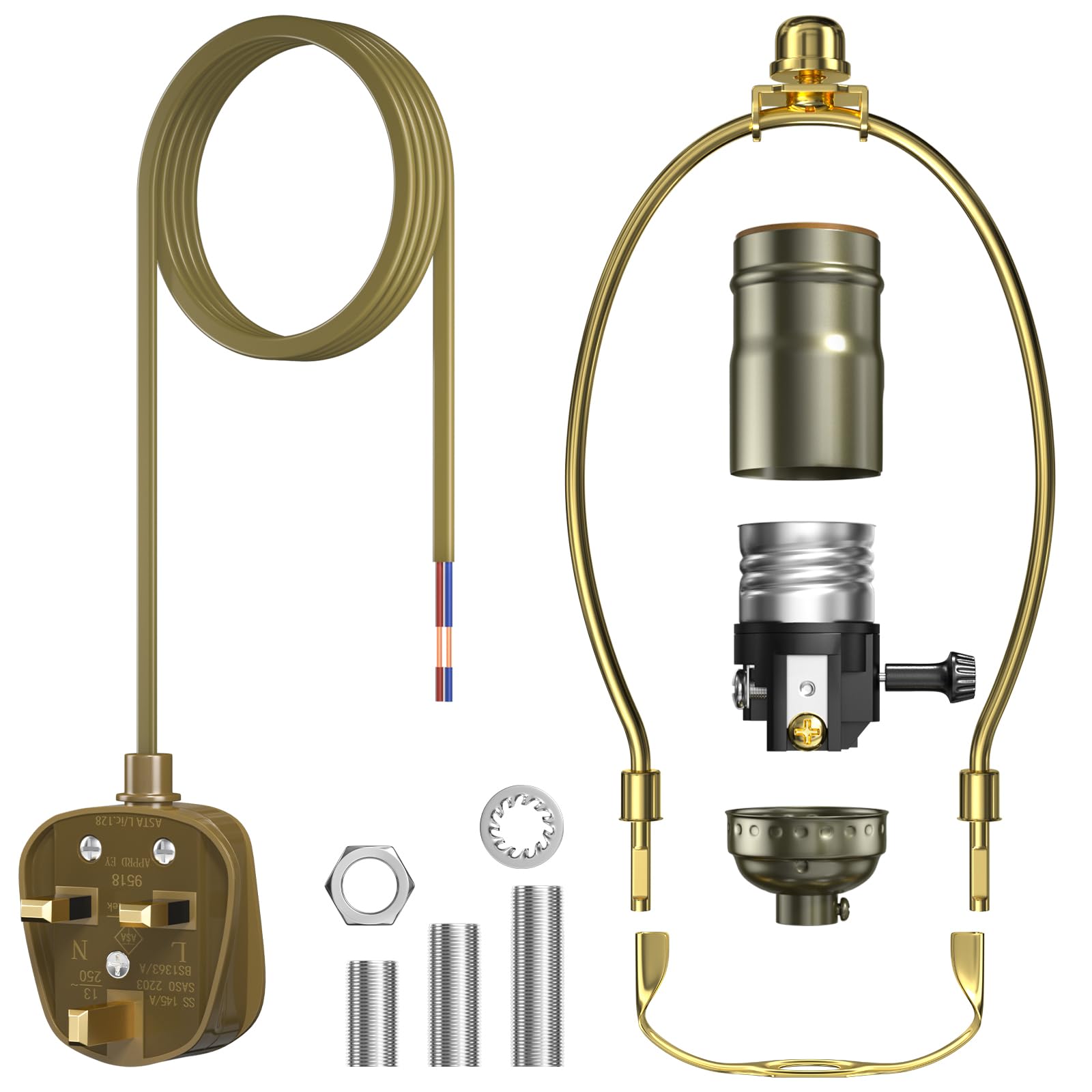 LamptobeDIY Lamp Repair Kit - 3 Way Socket，Lamp Kits for Do It Yourself, Lamp Wiring Replacement Kit for Table Lamps and Floor Lamps, E27 DIY Lamp Kits, Make a Lamp Kit for Table Lamp