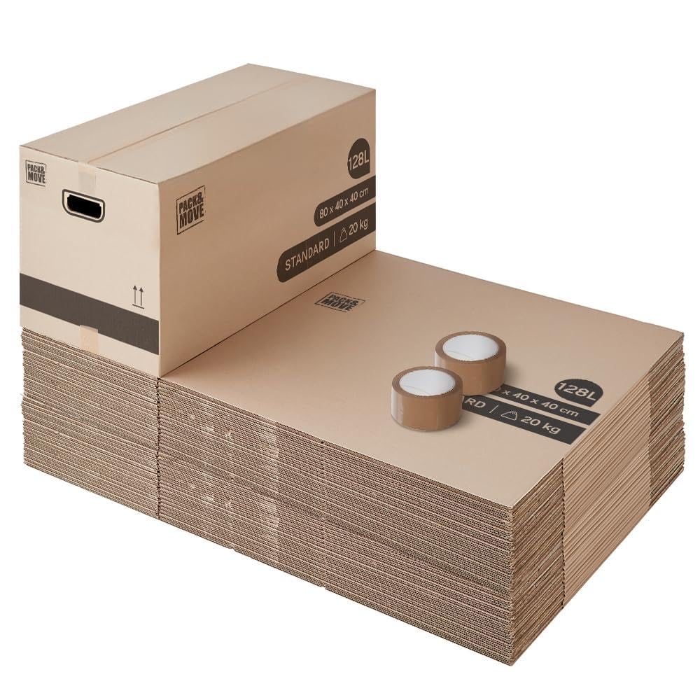 Confezione da 40 scatole per trasloco 128L - 80x40x40 cm - Made in France - 70% certificato FSC - Pack & Move