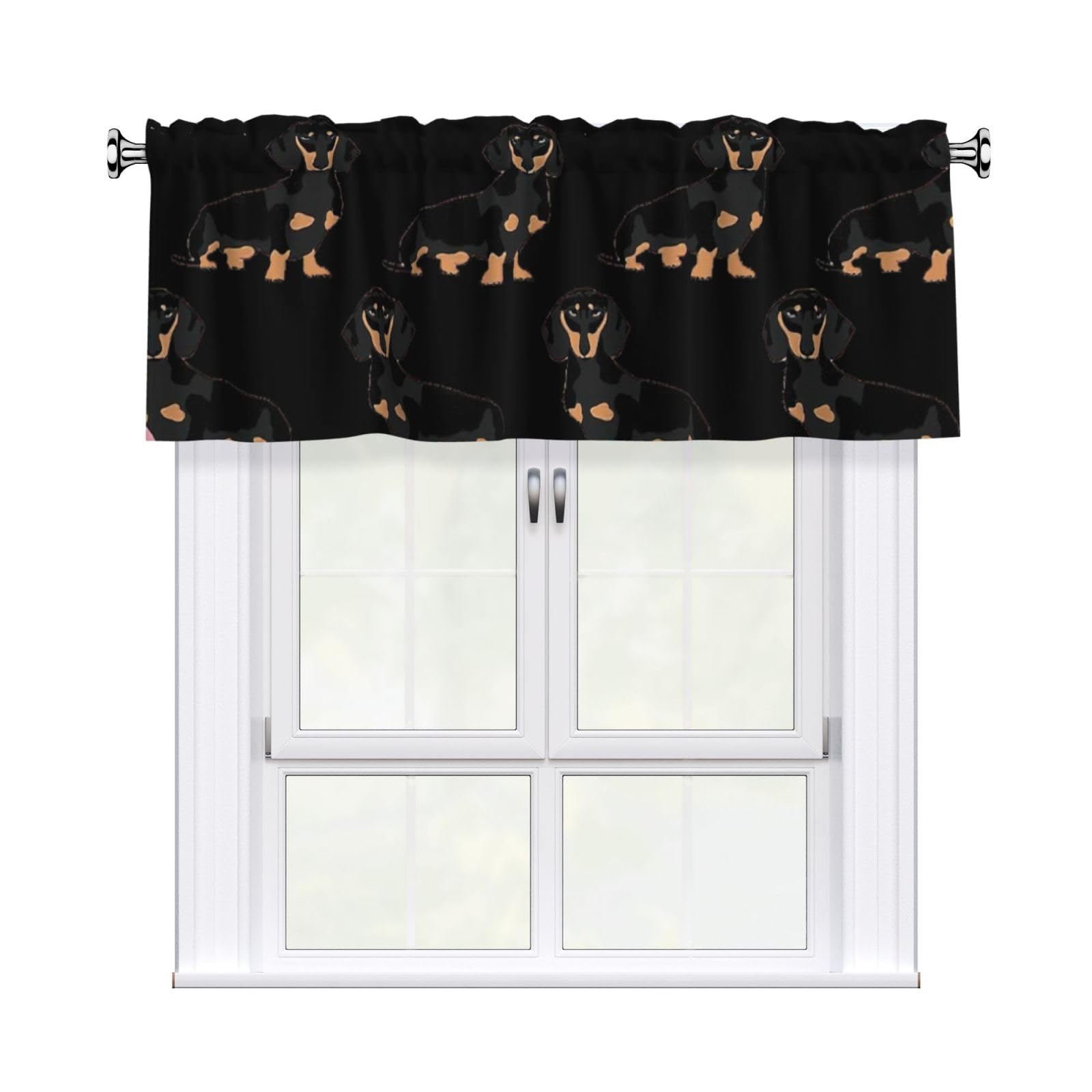 aacxzff Dachshund Weiner Pet Dogs Print Curtain Valance 54"x18" (WxL) for Kitchens Bathrooms Bedrooms Balconies Living Rooms