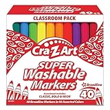 Cra-Z-Art Washable Broadline Markers Bulk Class Pack 40ct Assorted Colors Classic, Neon and Bold Colors - Back To School Supply List Essential