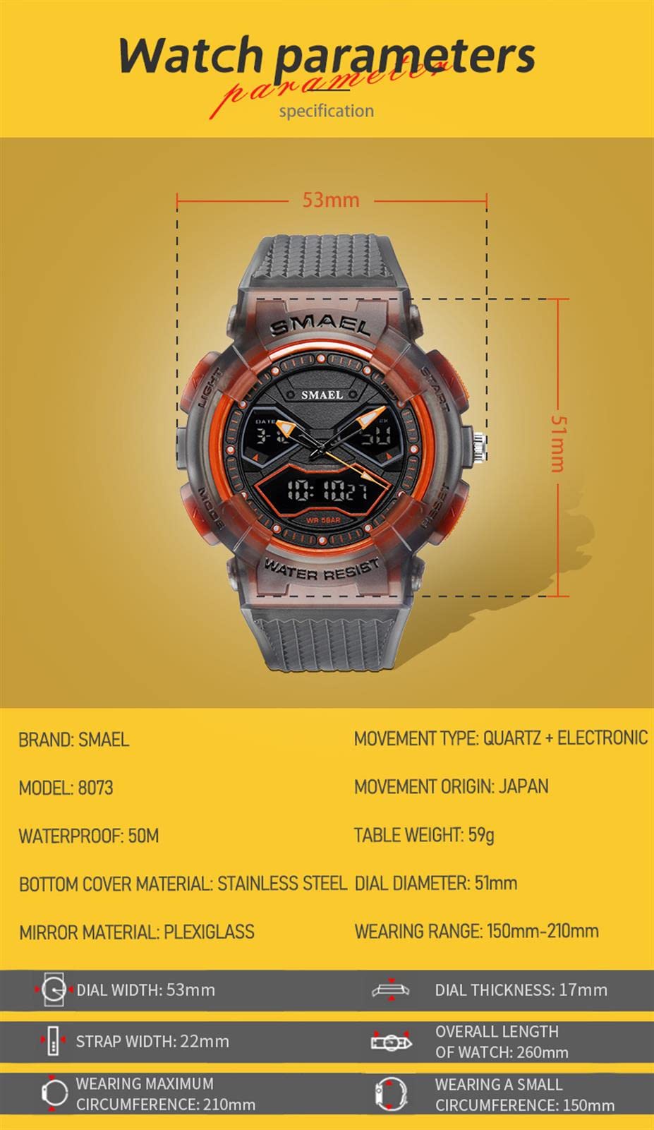 Montre Homme Digitale Outdoor Sport Grand Cadran Militaire Multifonction Étanche Montre LED Lumière Alarme Calendrier Date Montre