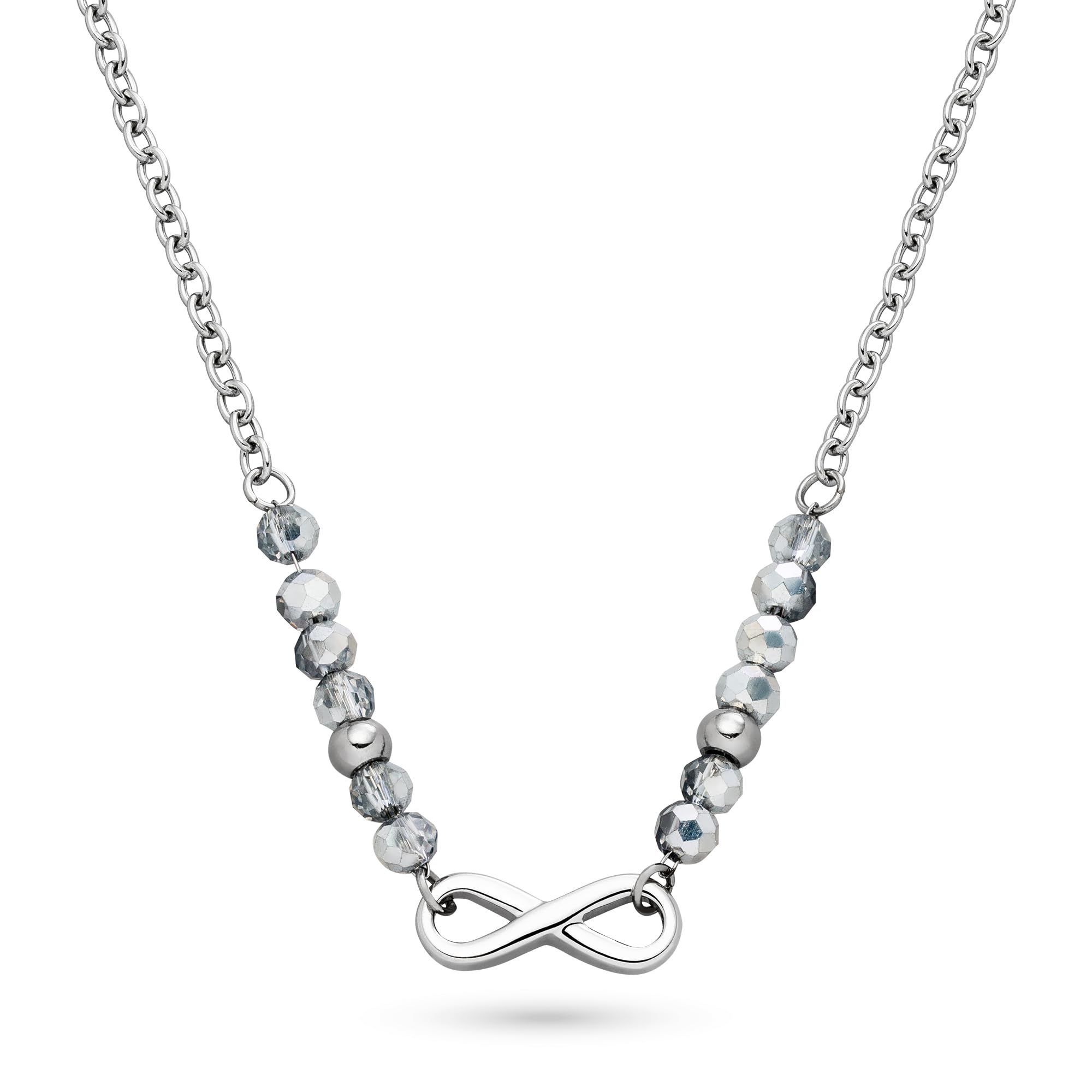 s.Oliver Necklace – Elegant Necklace Made of Polished Stainless Steel – Silver – Rolo Chain 45 cm – Waterproof and Skin-friendly