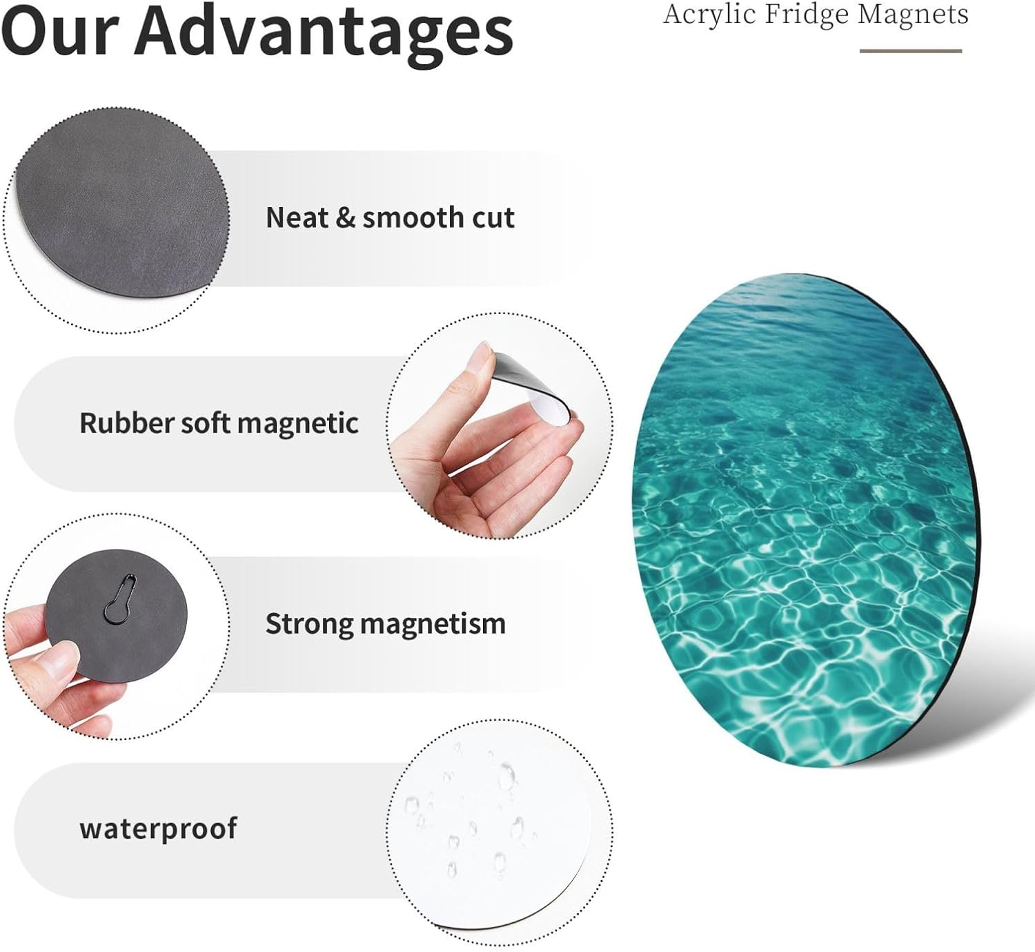 Blue Aqua Pool Water Fridge Magnets Small Strong Refrigerator Magnets Cute Decorative Magnets Fridge Sticker Office Magnets for Fridge, Whiteboard, Kitchen Accessories image 3