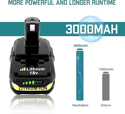 Miniatura 3 de Batería de repuesto P102 de 3.0Ah para batería Ryobi de 18 V P102 P103 P104 P105 P107 P108 P109 P122, batería inalámbrica compatible con batería