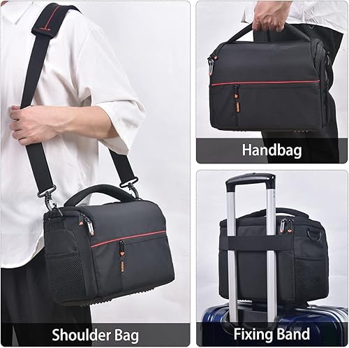 Miniatura 3 de FOSOTO Funda de hombro para cámara DSLR compatible con Canon EOS Rebel T7 T6 T8i SL3 T100 2000D 4000D 60D 80D 750D 90D 5D Nikon D780 D750 D610 D5600