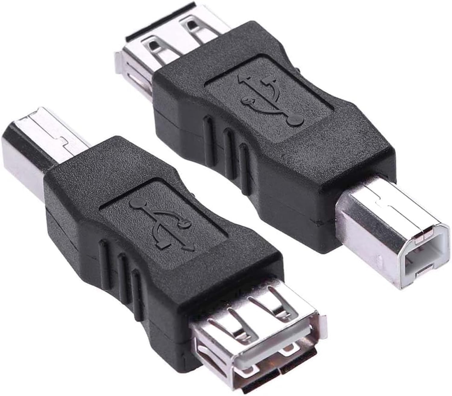 USB 2.0 Print Adapter, 2 Pack Type A Female to B Printer Male Connector Converter Plug Compatible for Printer Fax Machine Hard Drive