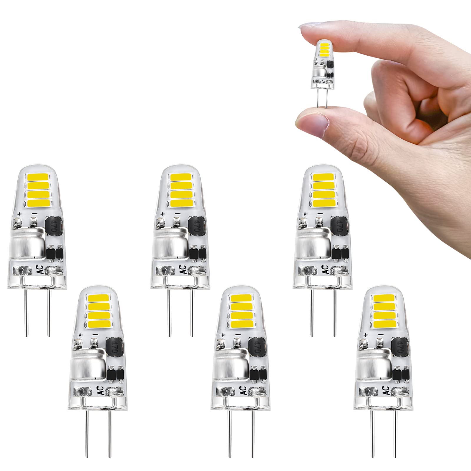 I-SHUNFA G4 LED Lampen kaltweiß 6000K 12V 1.2W LED Birnen ersatz 15w halogen Glühbirne, für Schlafzimmer, Küche Dunstabzugshaube, Esszimmer, Büro(6er Pack)