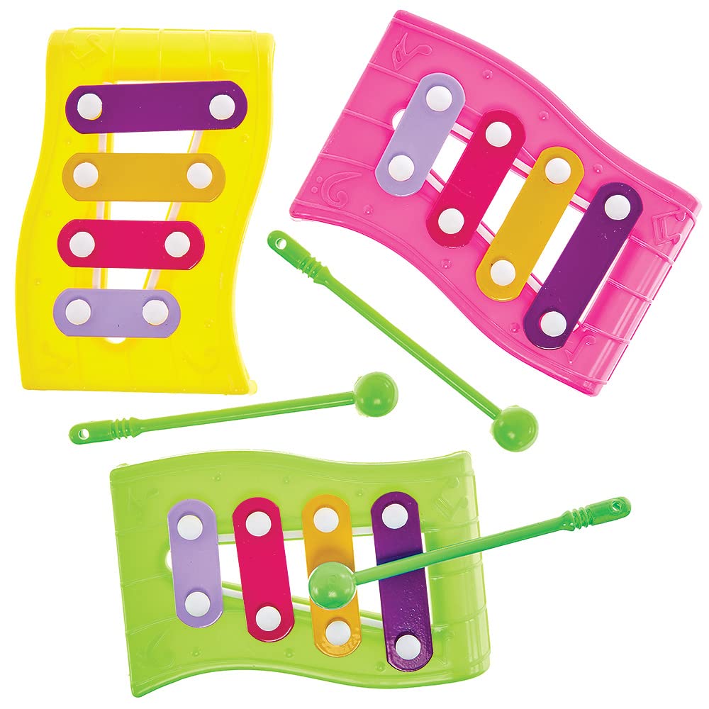 Baker Ross Mini Xylophones Lot De 3 – Petits Instruments Musicaux Colorés Avec Baguette, Idéal Sacs De Fête Enfants 3+ Ans