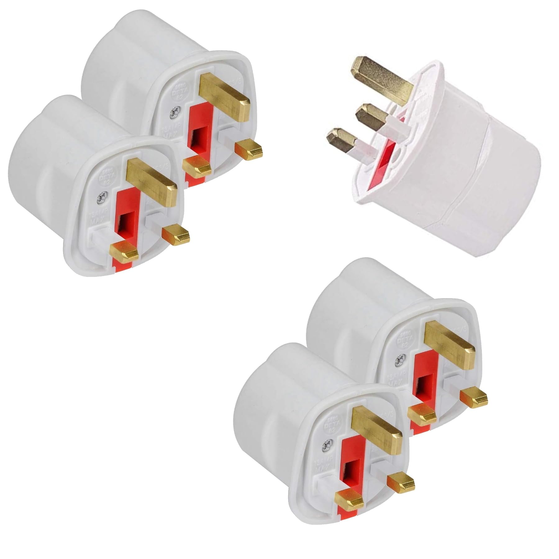 Melfi 5pcs EU to UK Plugs Adapter, British Plug to Schuko Female Power Converter, 2 Pin Socket Travel Adapter, 13A 250V BS1362 Fused