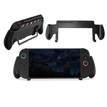 Grip Compatible with Switch 2 2025, Console Grip with 5 Game Slots, Ergonomic Design, Black