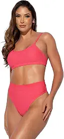 Biquíni Alcinha Bojo Hot Pants Fio Duplo Textura Brilhosa MVB Modas