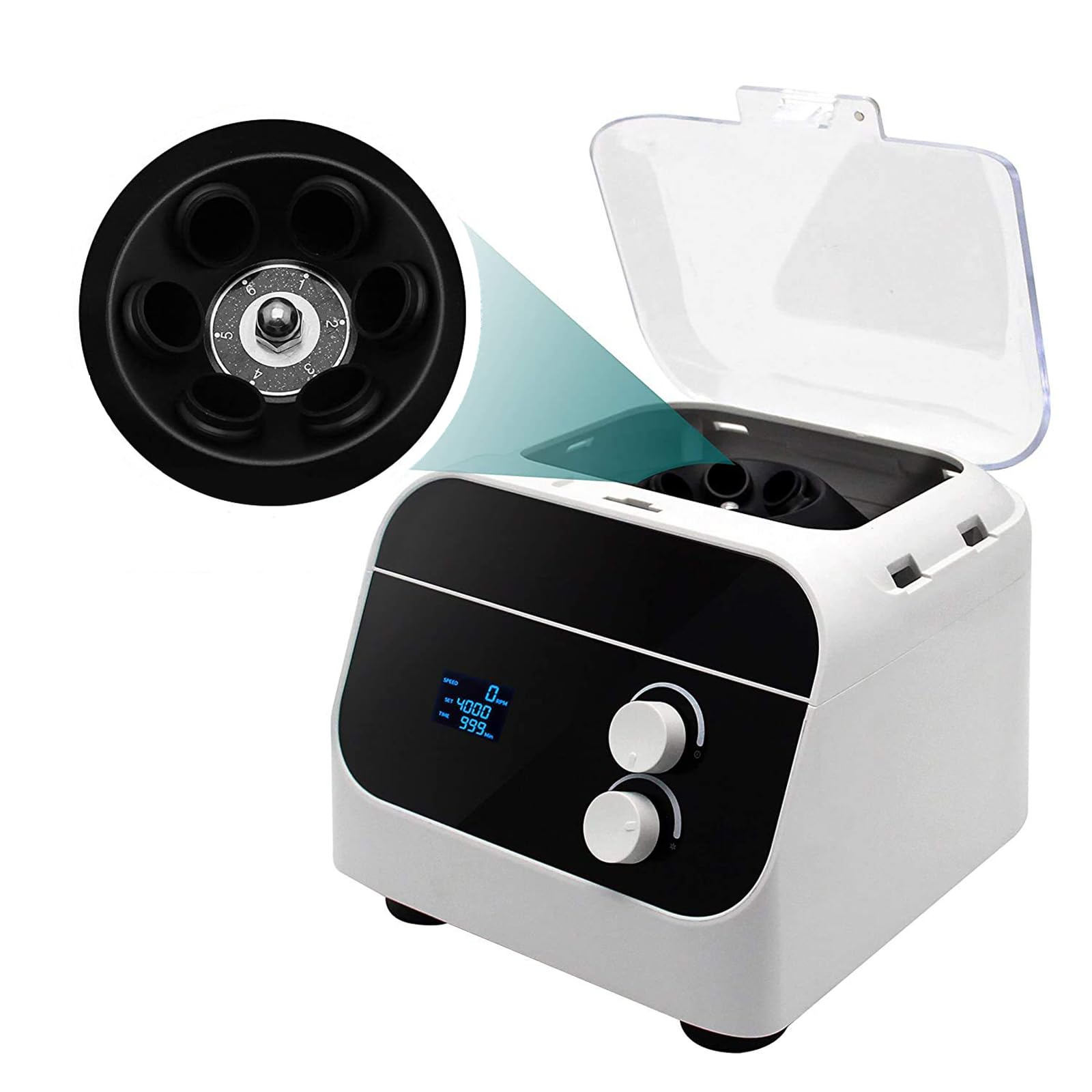 Centrifuga da Laboratorio da Tavolo, Centrifuga da Laboratorio Compatta, Schermo LED, capacità Prodotto 20 Ml X 8 Fori, Intervallo di Tempo 0-60 Minuti,8
