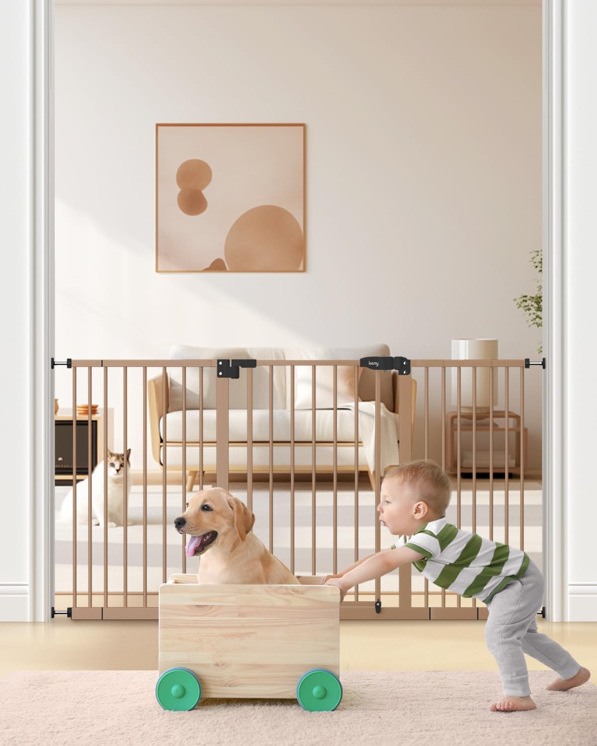 keny 29"-55" Extra Wide Baby Gate, Pressure Mounted No Drilling Dog Gate for Stairs Doorways, Easy Walk Through Safety Gate for Babies or Pets, 30"