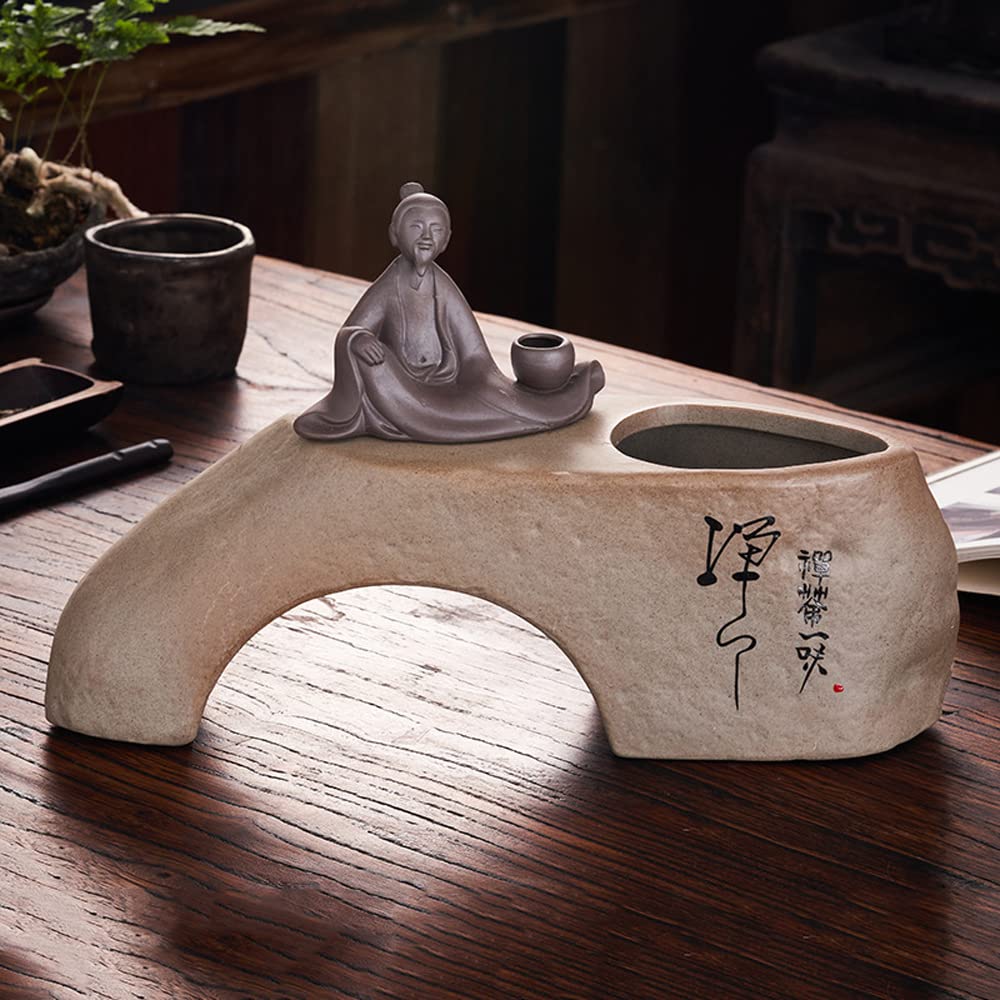 DFGHNBVC Creative Ceramic Flower Pot Set Stoneware Zen Plant Potted Utensils Retro Simple Stoneware Bonsai Flowerpot Container,A