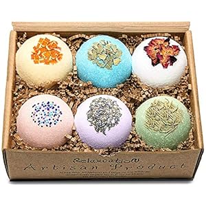 Handmade Organic Bath Bombs Gift Set For Women All Natural with Epsom Salt Relaxation Dead Sea Salt – Natural and Safe…