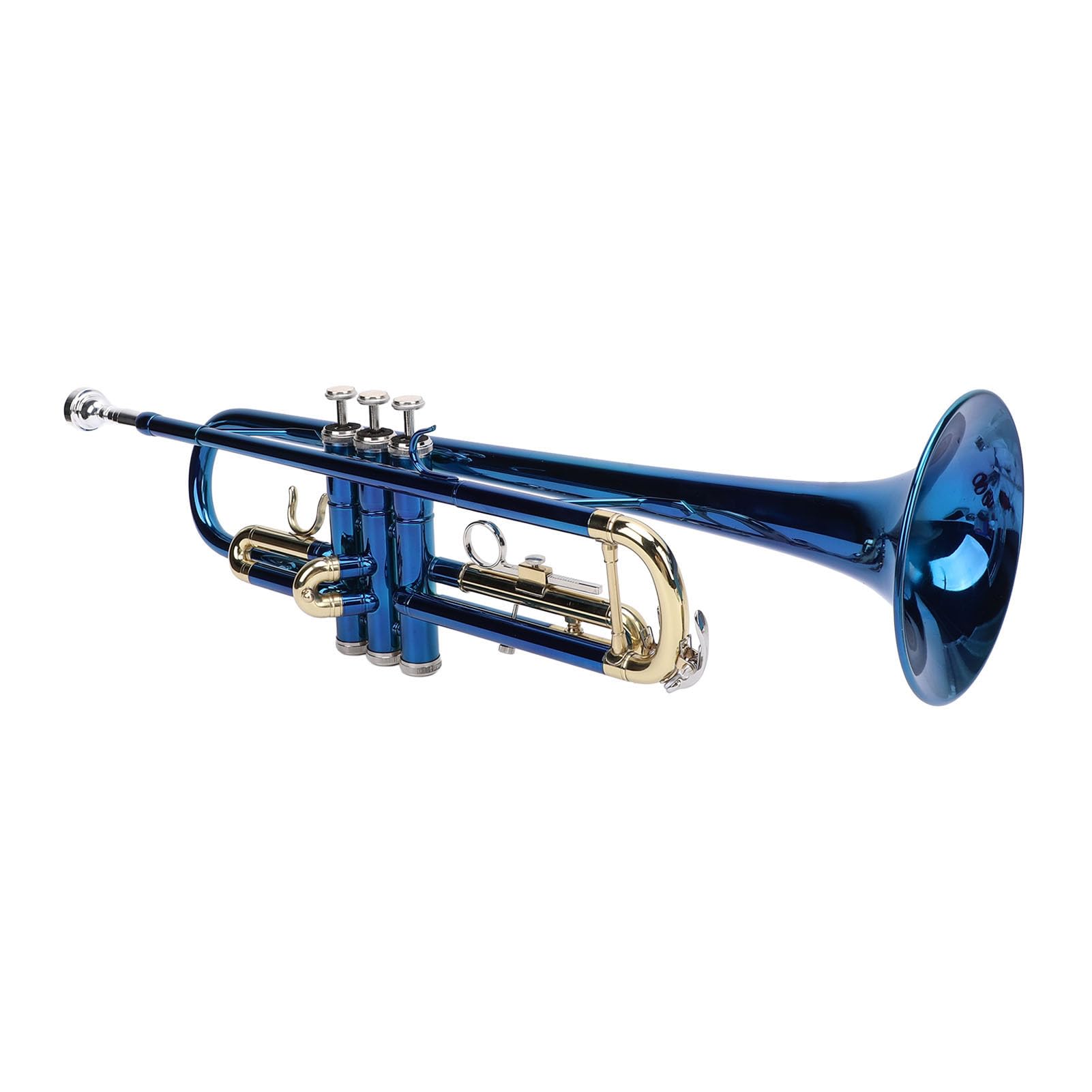 Generic Tromba in Sib Finitura Blu con Comodi Pulsanti per le Dita per Musicisti Principianti e Spettacoli, Materiale in Rame 1 unità