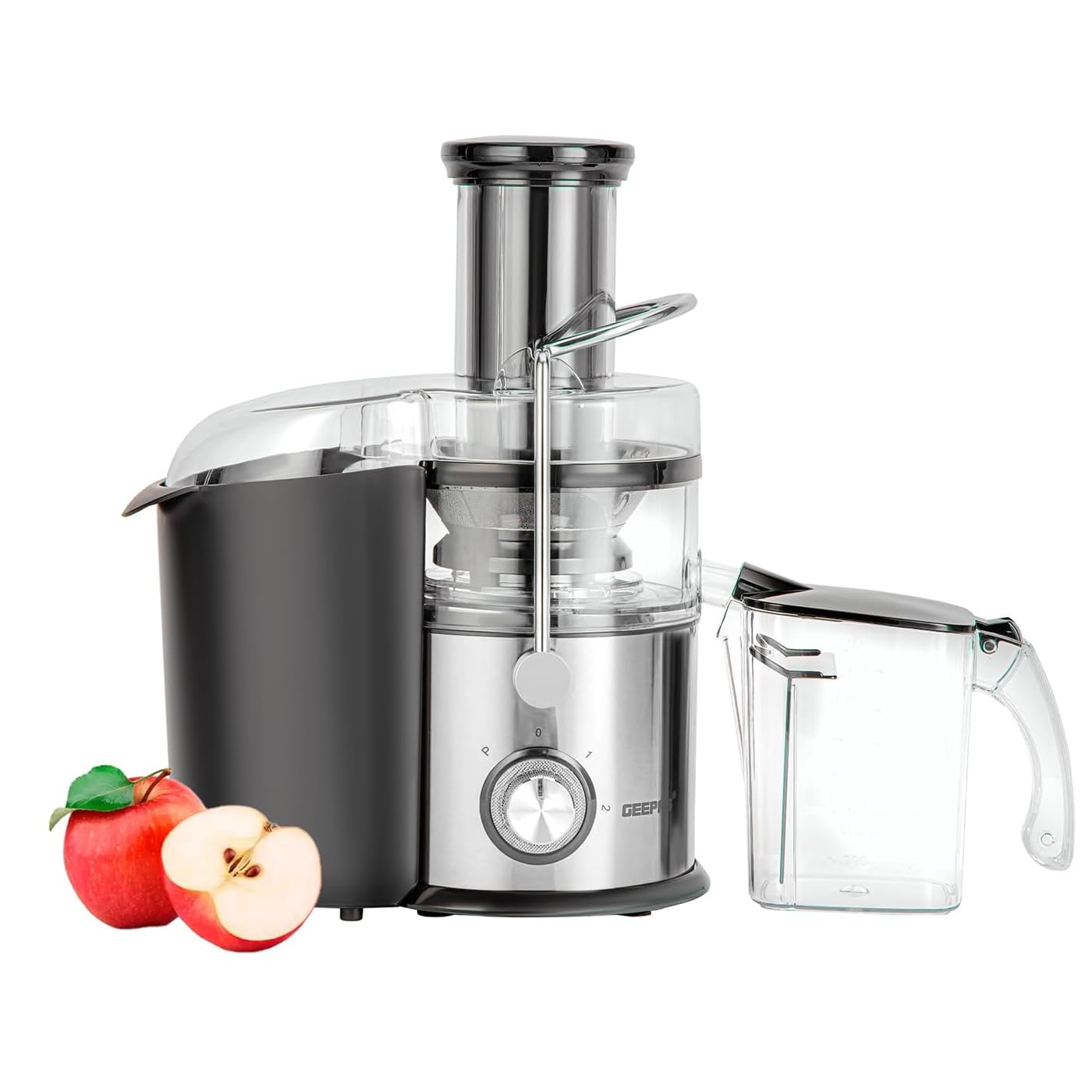 Geepas Powerful Juice Extractor With Stainless Steel Body With 2.2 L Extra Large Pulp Container 2.2 L 800 W GJE46011 Multicolour