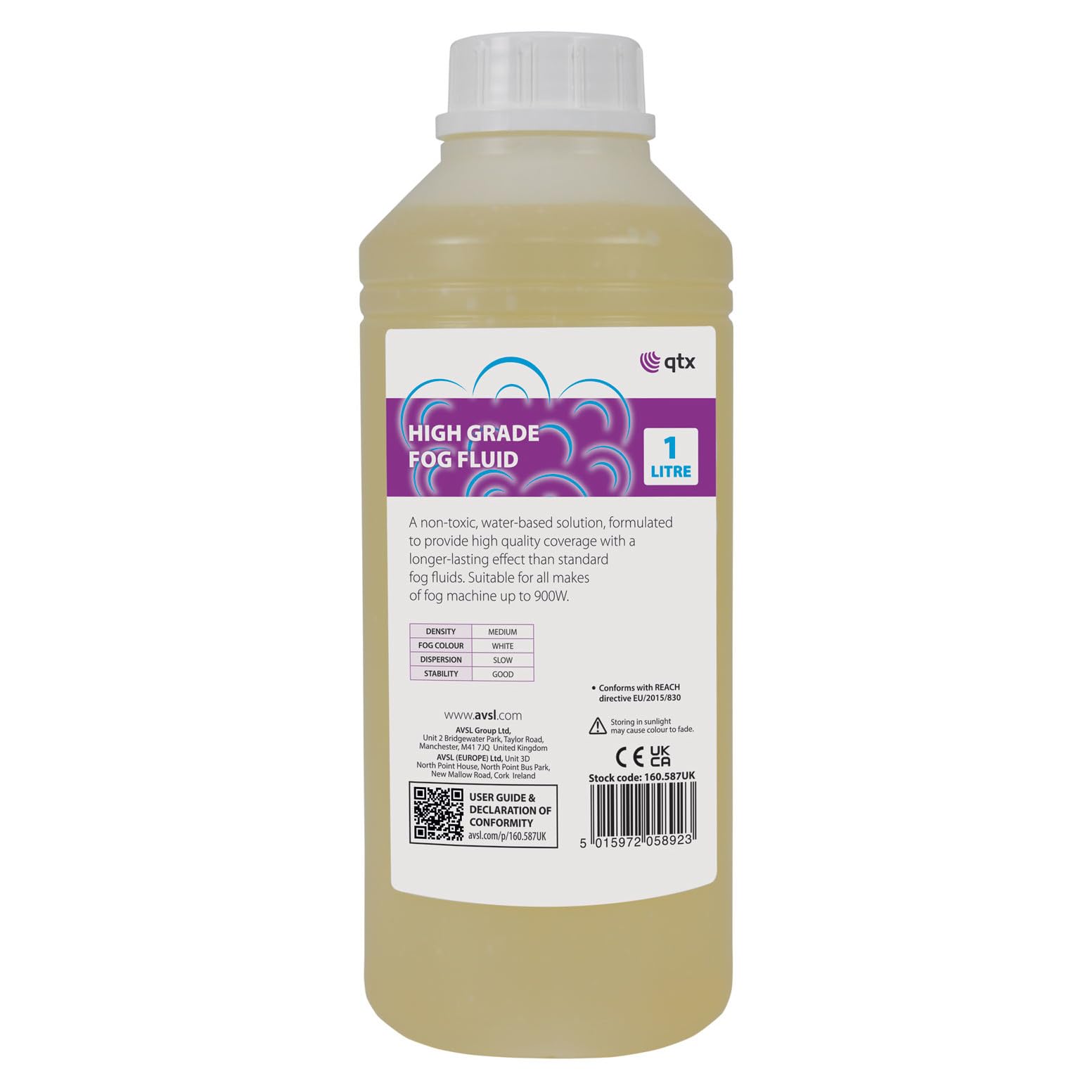 QTX High Grade Fog Fluid Orange 1L Liquid Smoke for Fog Machine, Long-Lasting Smoke Machine Fluid, Water-Based Fog Machine Liquid for Machines Up to 900W 1 Litre Orange