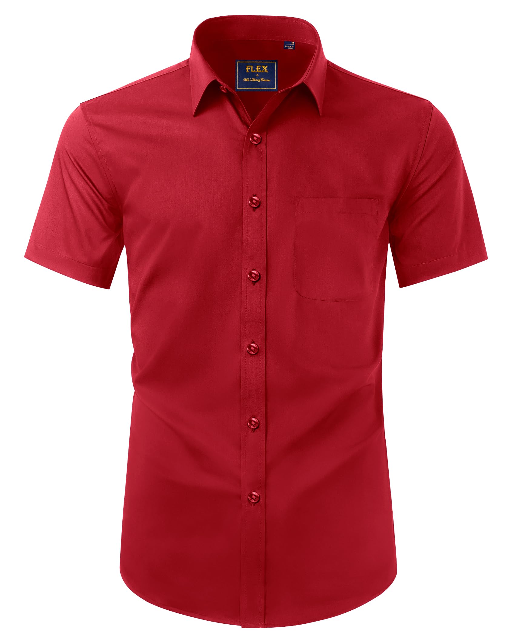 Alimens & Gentle Hemd Herren Kurzarm Faltenfrei Business Regular Fit Freizeithemden Strand Sommer Tshirt mit Tasche