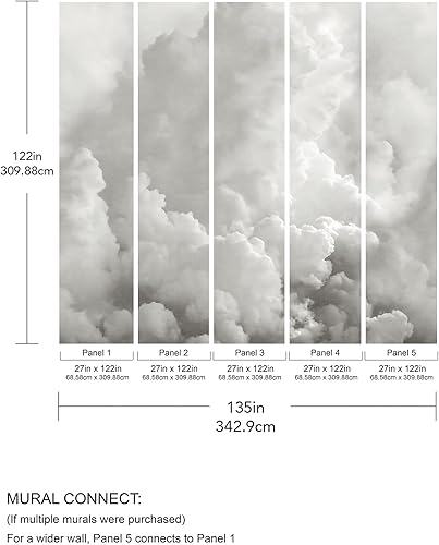 Miniatura 10 de REMIX Walls by Katie Hunt Mural de pared gris paloma en las nubes