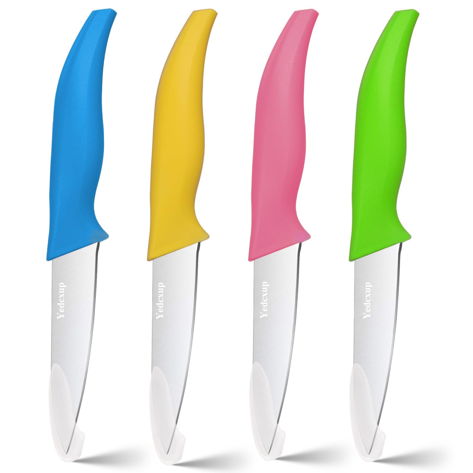 Paring Knife Set 4 - Fruit Vegetable Paring Knives Large Sturdy Handle Stainless Steel Sharp Blades Paring Knife Quick Cutting Small Kitchen Knife, 4 inch (Multicolour)