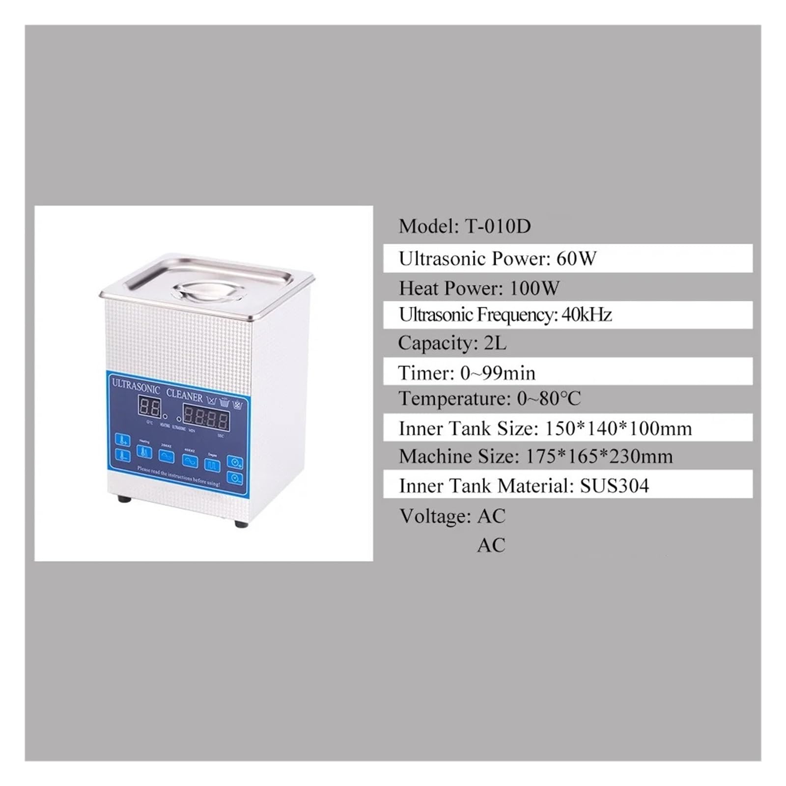 Limpiador Ultrasónico De 2 L, Frecuencia De Barrido, For Joyería, Gafas, Laboratorio, Limpieza Dental, Relojes, Inyector De Monedas, Desengrasante De Aceite Amplia AplicacióN