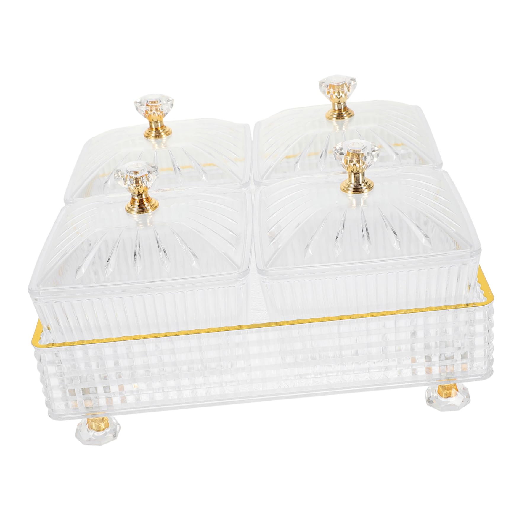 SOLUSTRE 1Set Divided Serving Tray Transparent Snack Storage Bowl with Tray for Dried Fruits Candy and Appetizers Creative Multi Compartment Serving for Parties