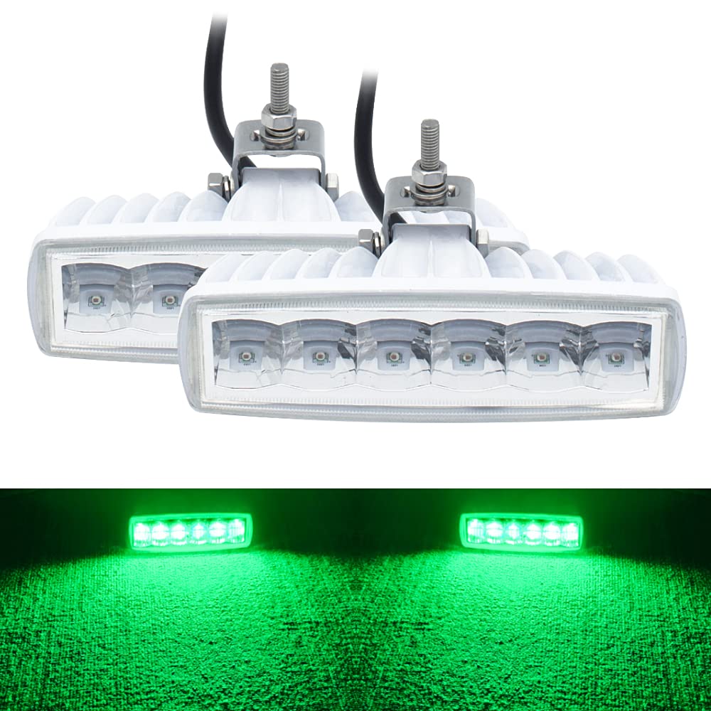 Buy LED Green Light Boat Lights Bar White Housing 2Pcs 30W 6Inch