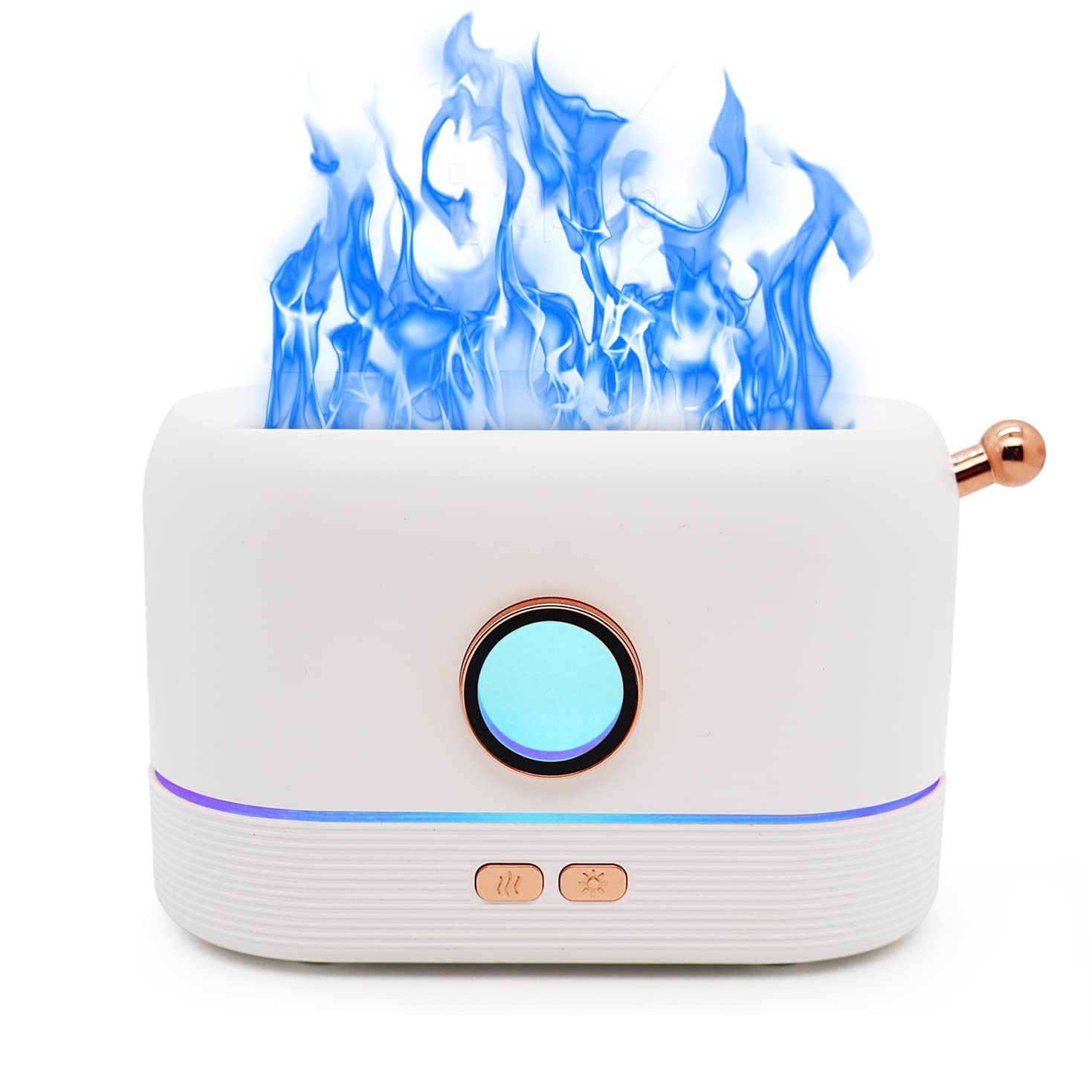 7 Colors Changing Fire Diffusers, Ultra-Quiet Flame Humidifier Aroma Diffuser for Essential Oils with 8 Hours Auto-Off Protection (White)