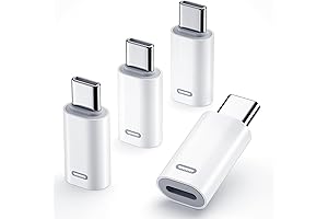 Lightning to USB-C Adapter: Speedy Data and Charging Connection (4-Pack) in White