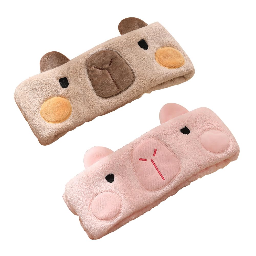 PERFECTSIGHT Kawaii Headband for Spa, Makeup, Washing Face, Party - 2 Pack Cute Hair Band for Shower Beauty Skincare, Soft Facial Headbands for Girls
