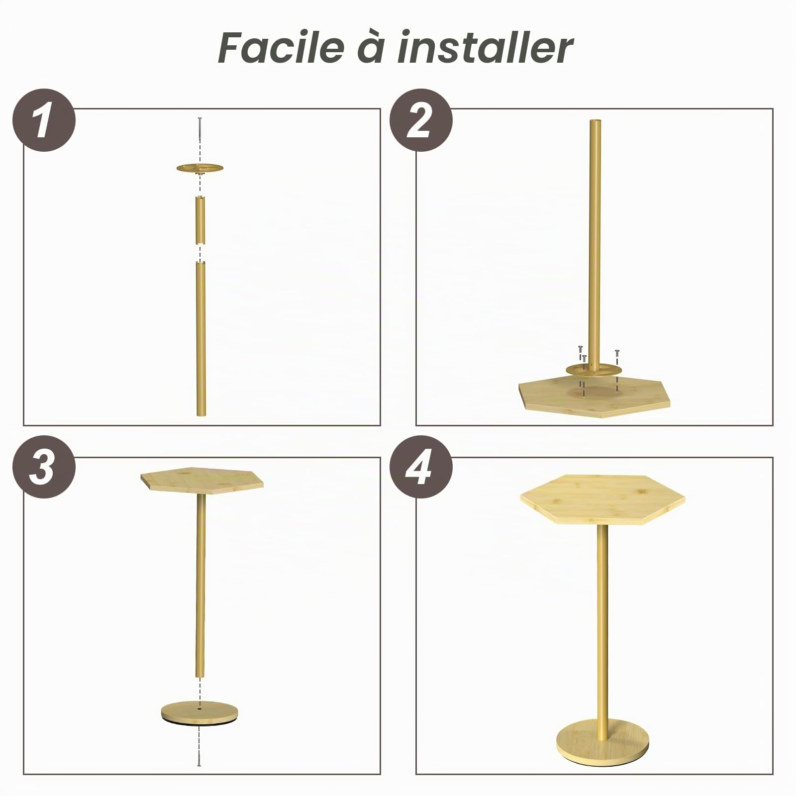 Petite table guéride, table de boisson, table d'appoint avec piédestal pour petits espaces dans le salon, la chambre à coucher, le canapé