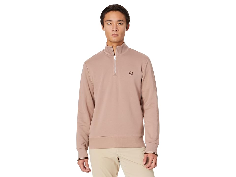 Fred Perry 1/2 Zip Sweatshirt (Dark Pink) Men's Clothing INTERNATIONAL SHIPPING