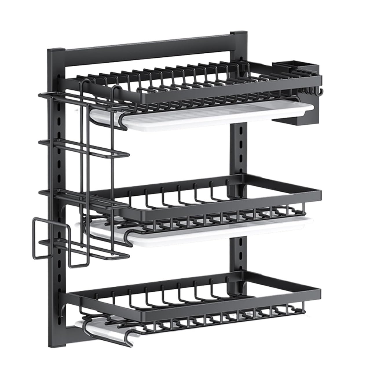 HADECOLL Dish Drainer,Dish Rack Height Adjustable Stainless Steel Dish Dryer Rack With Reomovable Drainer Tray Space Saver Easy Dish Organization