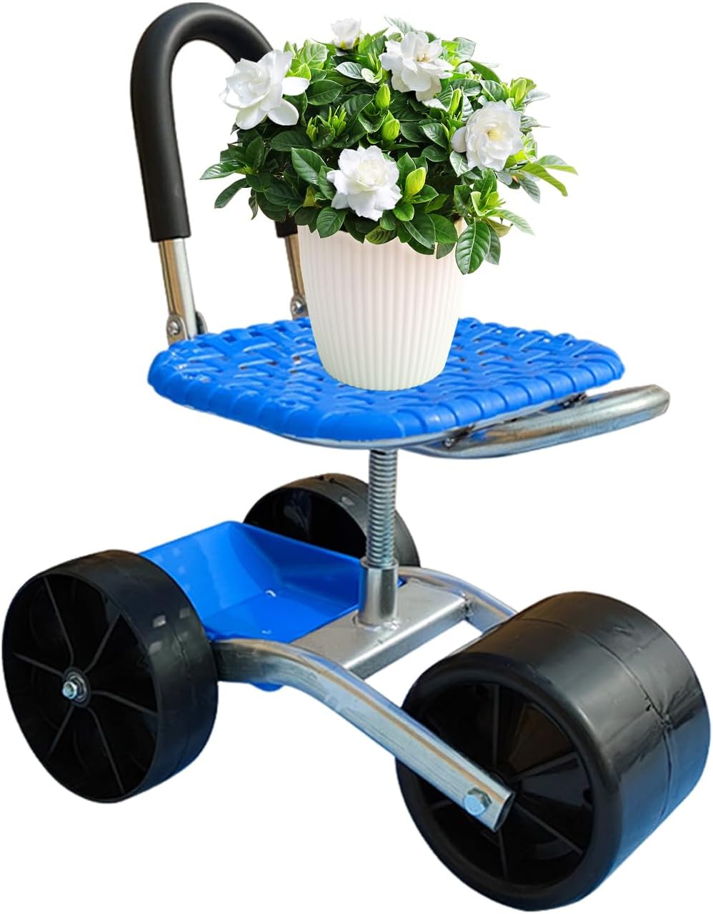 調整可能な庭のローリングスツール - 車輪付き作業シートチェア、360°回転ベンチツール|芝生の屋外シッティングステーションガレージ