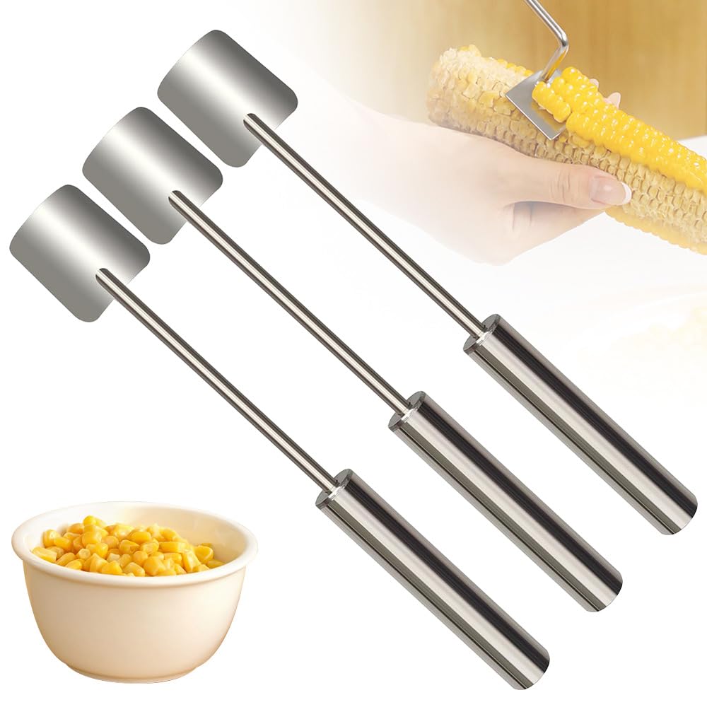 Corn Cob Stripper, 2025 New Stainless Steel Corn Stripping Tool, Fast Corn Peeler for Corn on the Cob Cutter Kernel Remover for Kitchen (3)