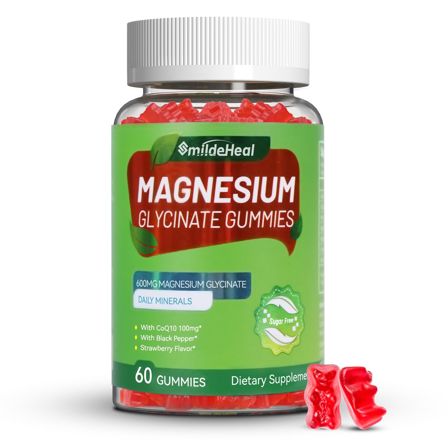 Magnesium Glycinate Gummies 600mg for Women & Men - 60 Count 60 Count (Pack of 1)