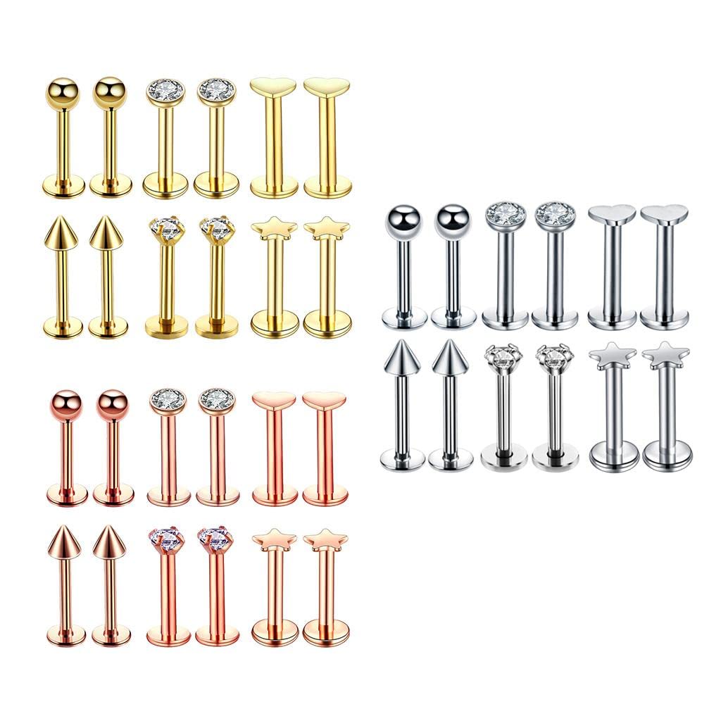 16G Steel Lip Bar Labret Lip Rings Tragus Stud Piercing Jewelry Silver_1-image-30